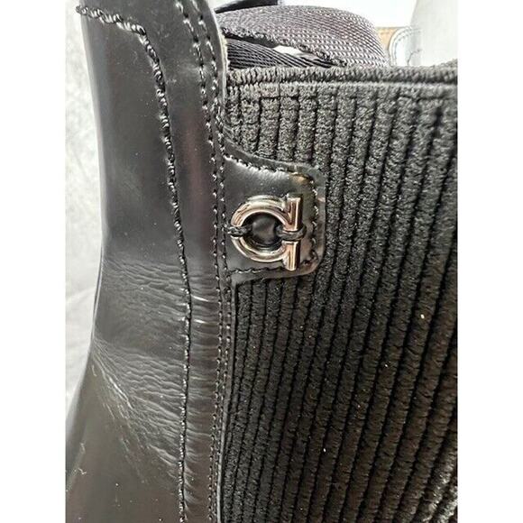 FERRAGAMO Men's Black Leather Chelsea Ankle Gancini Boots Dress Casual $695 - Picture 4 of 10